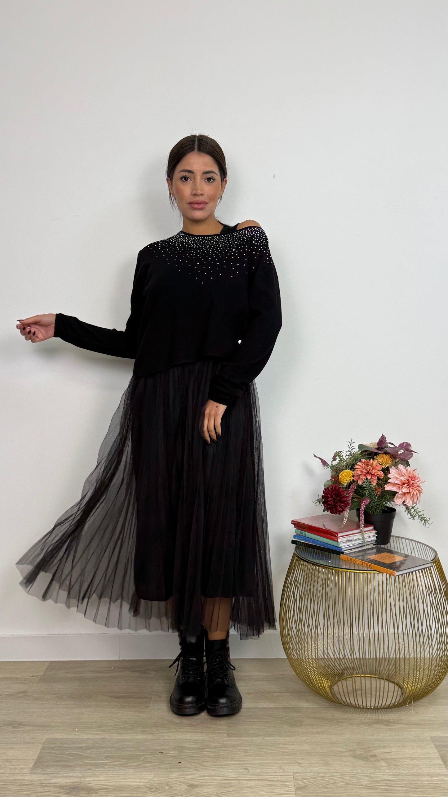 Abito Effetto due Pezzi con Gonna Tulle