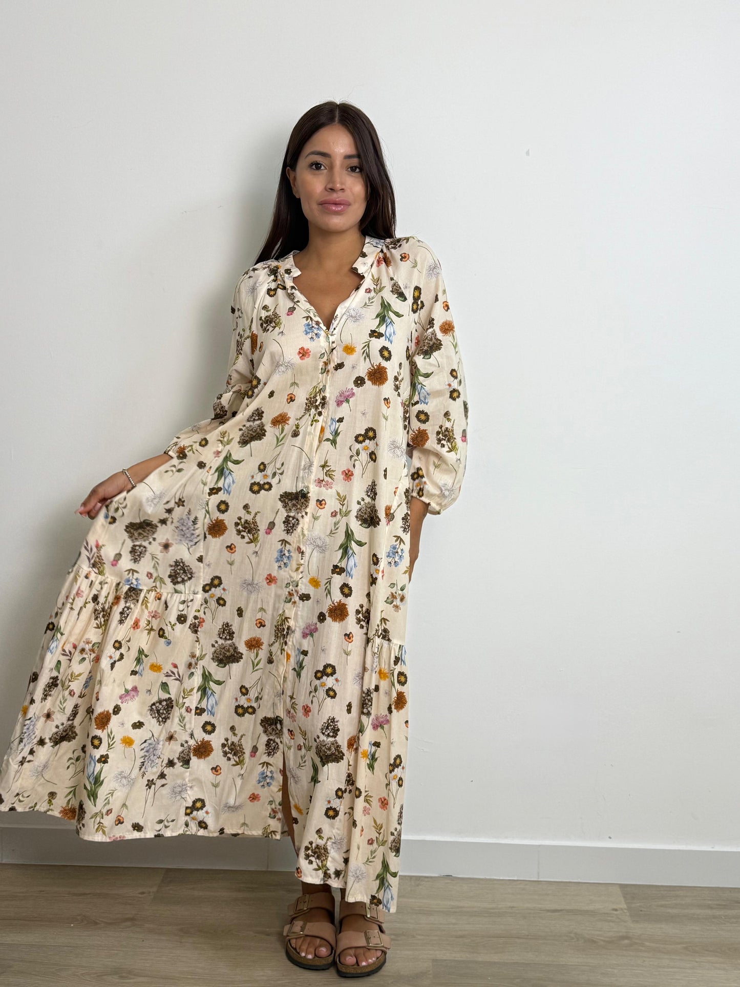 Abito scollo v con stampe
