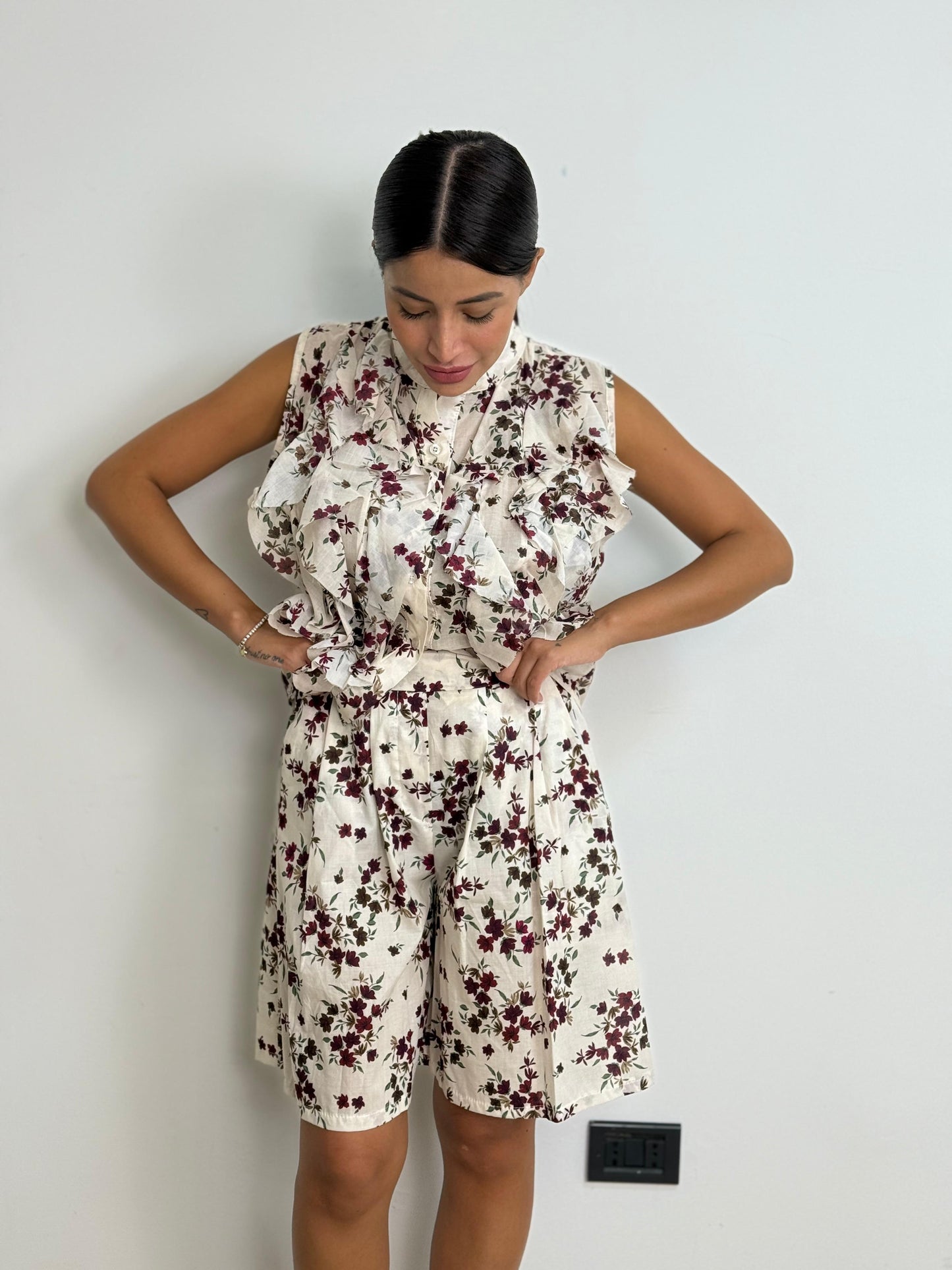Canotta camicia con volant Liliana