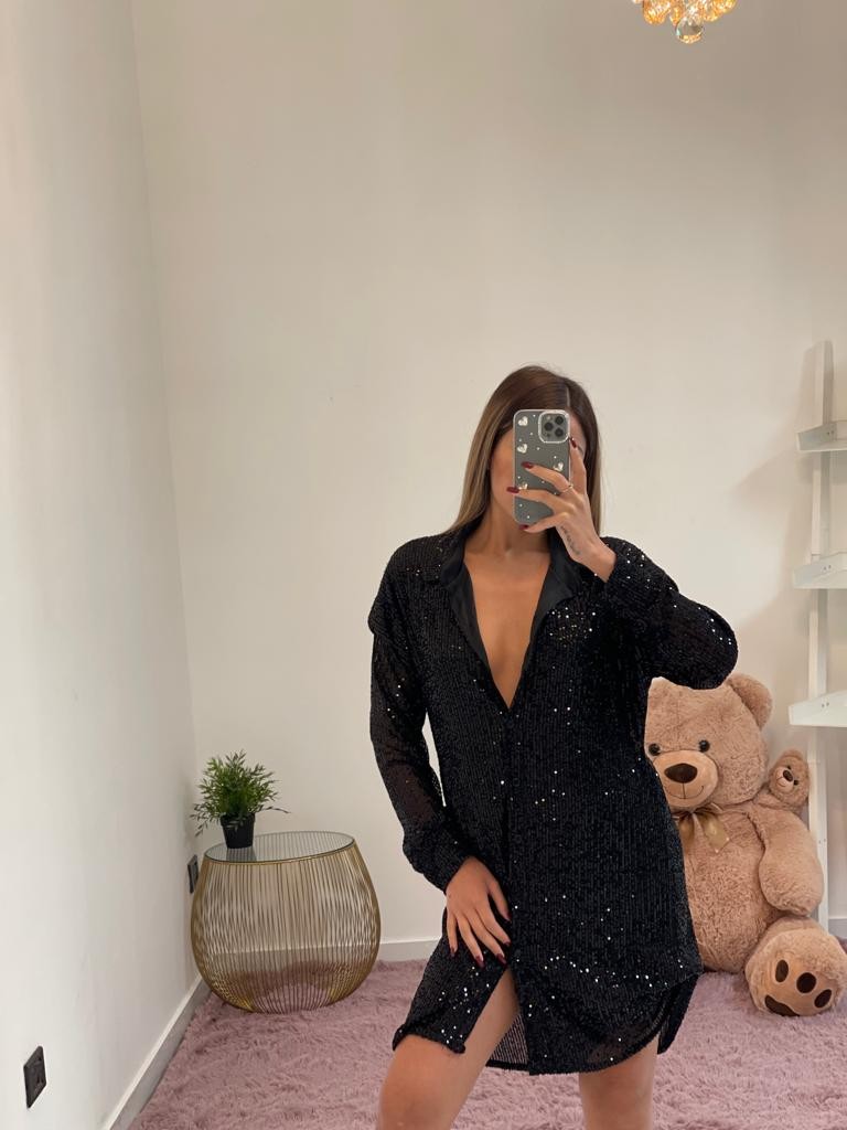 Abito camicia con paillette