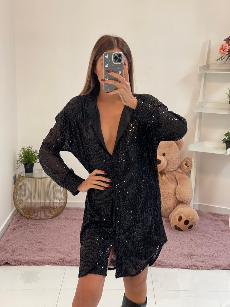 Abito camicia con paillette