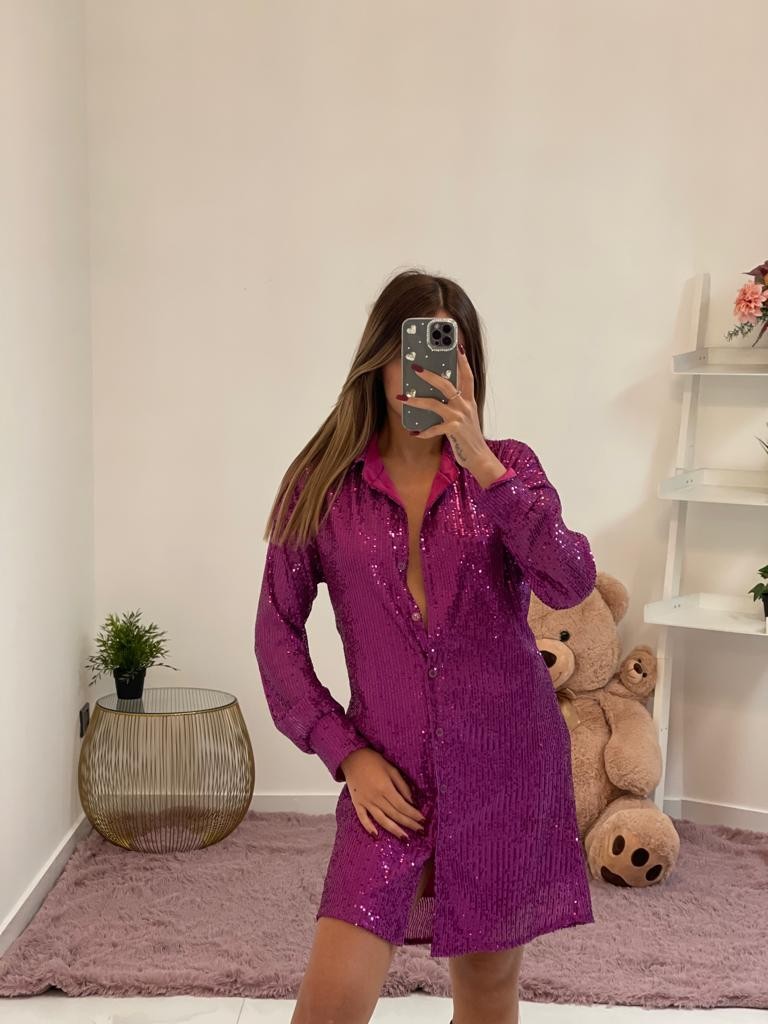 Abito camicia con paillette