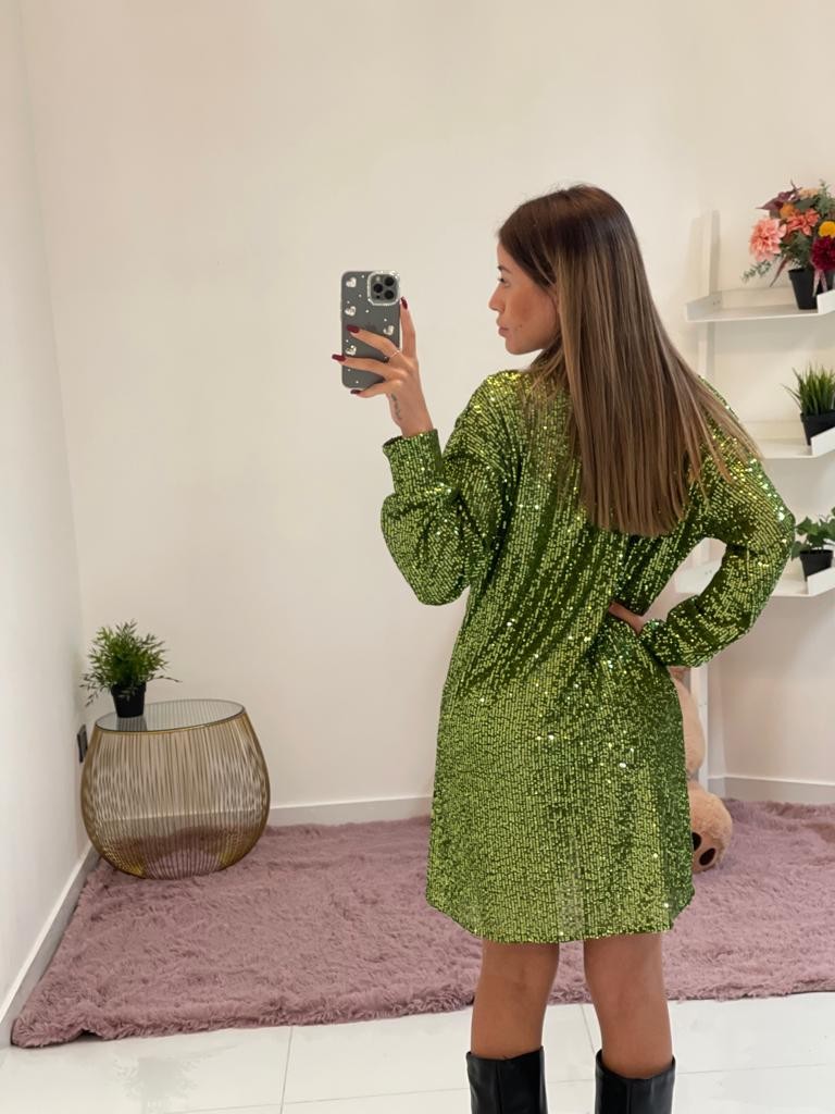 Abito camicia con paillette