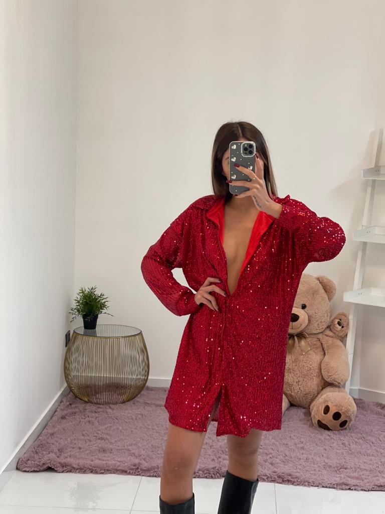 Abito camicia con paillette