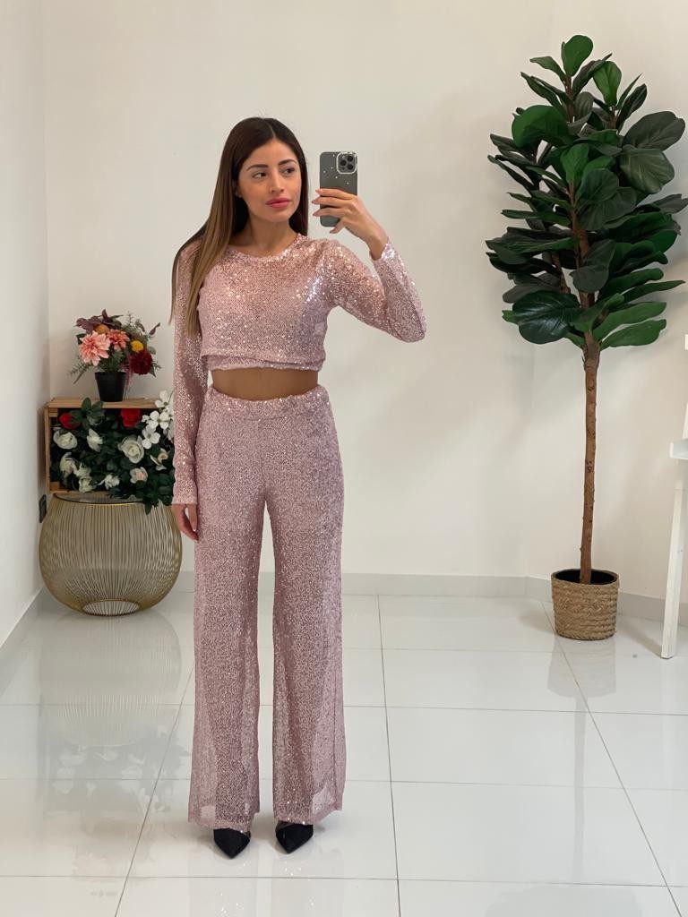 Maglia crop in paillettes