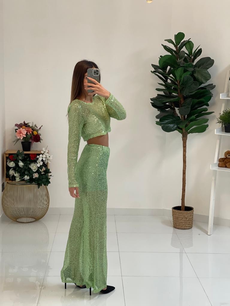Maglia crop in paillettes