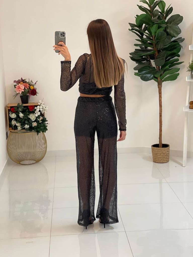 Maglia crop in paillettes