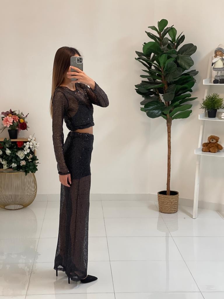Maglia crop in paillettes