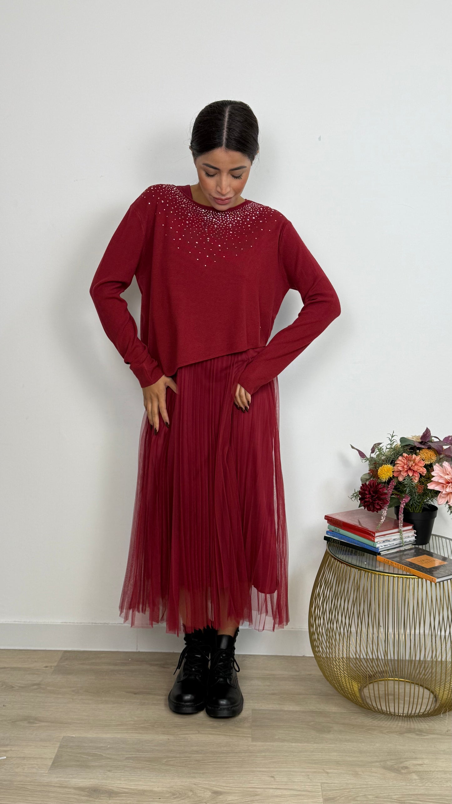 Abito Effetto due Pezzi con Gonna Tulle
