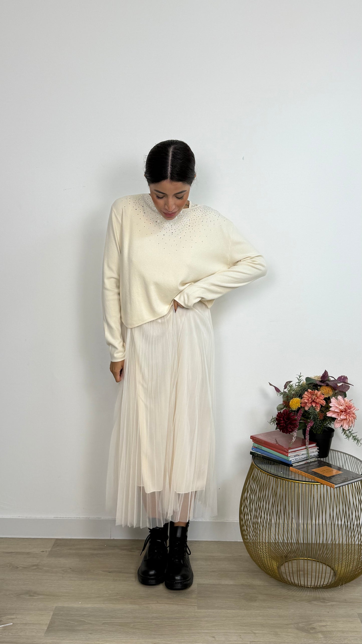Abito Effetto due Pezzi con Gonna Tulle