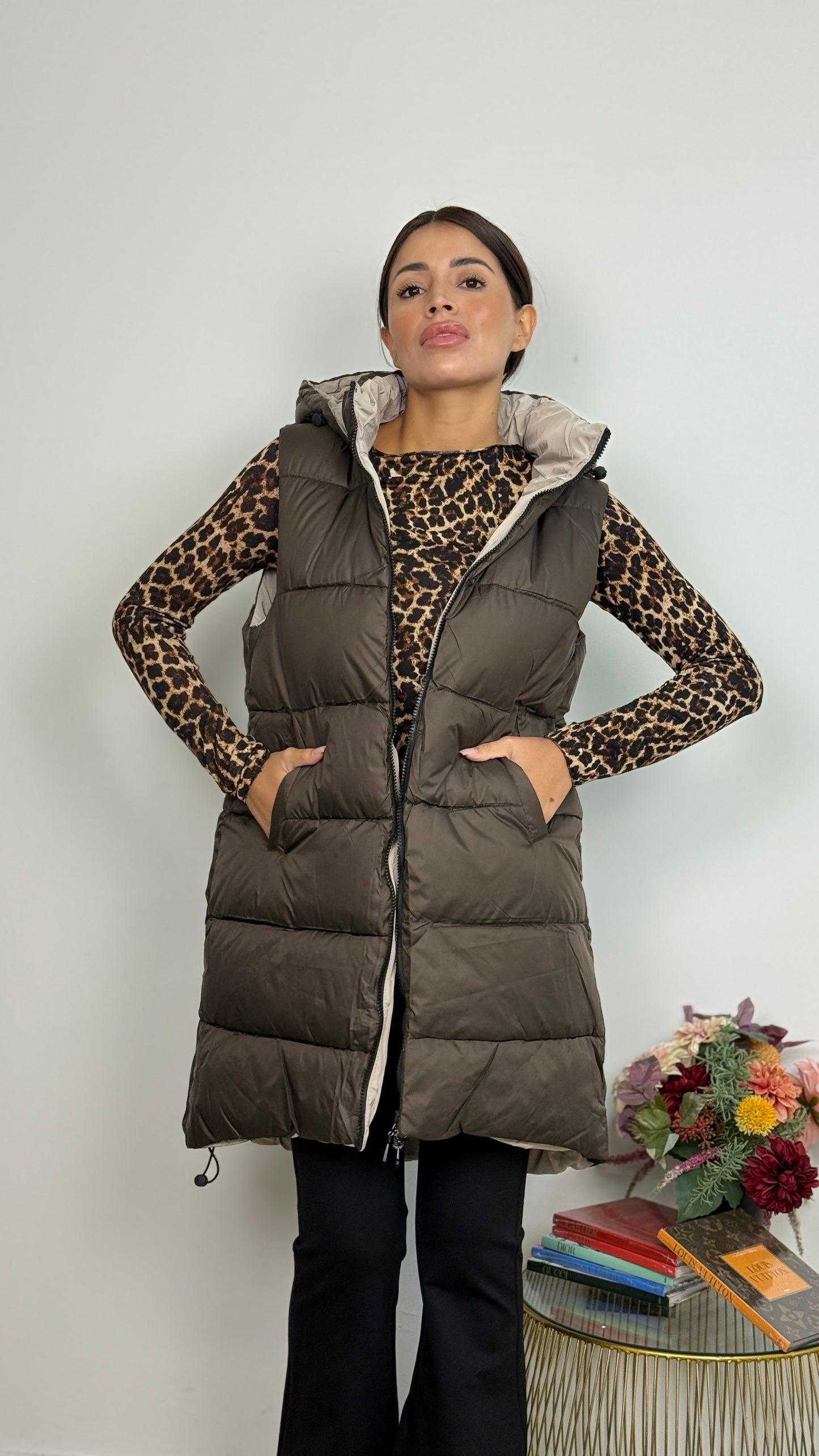 Piumino Gilet Lungo Doubleface