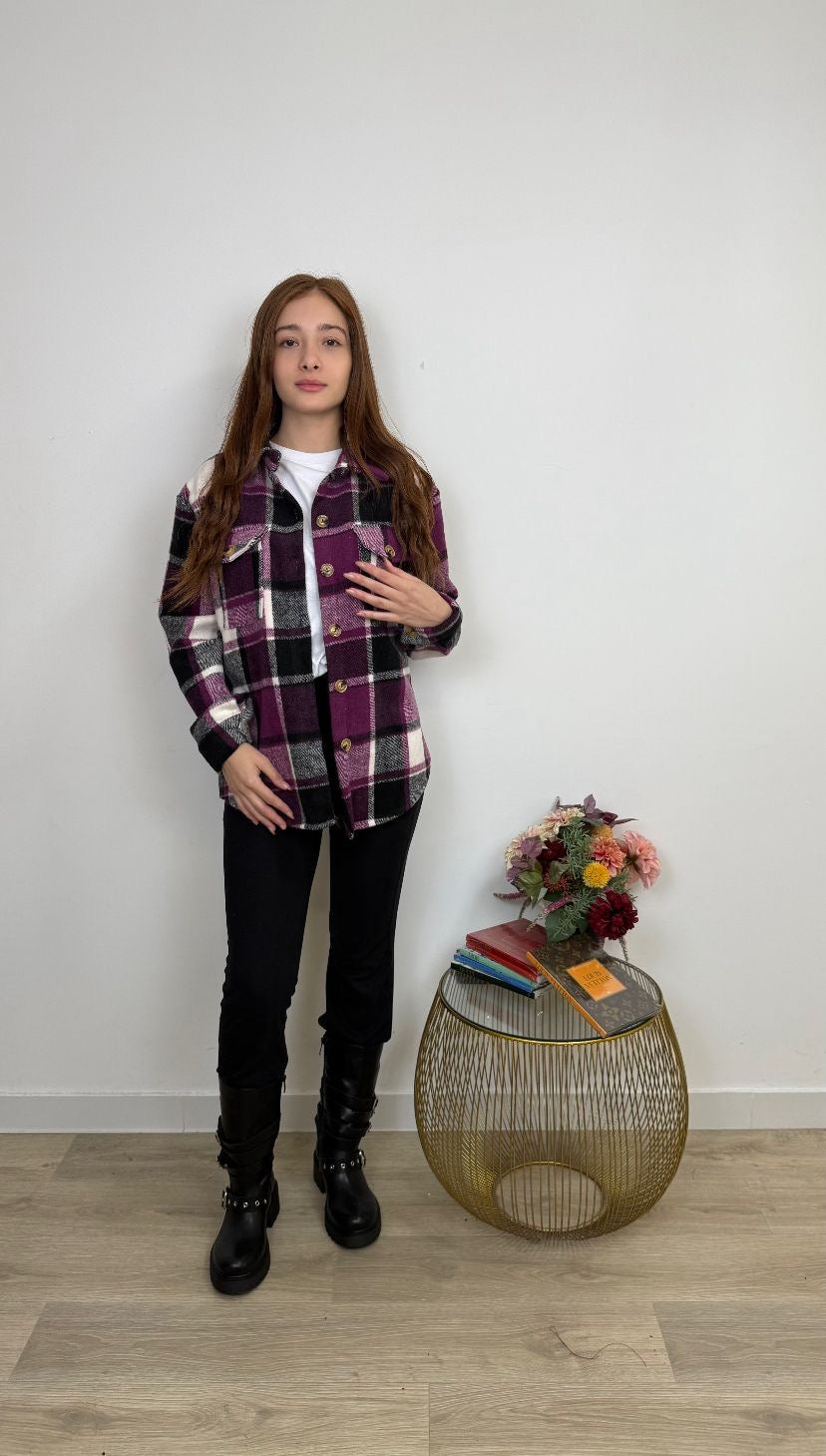 Camicia oversize in flanella a quadri