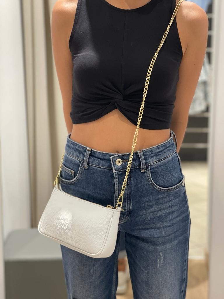 Borsetta luna in vera pelle