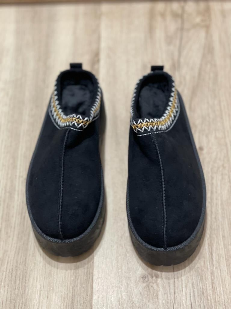 Pantofola platform con pelo
