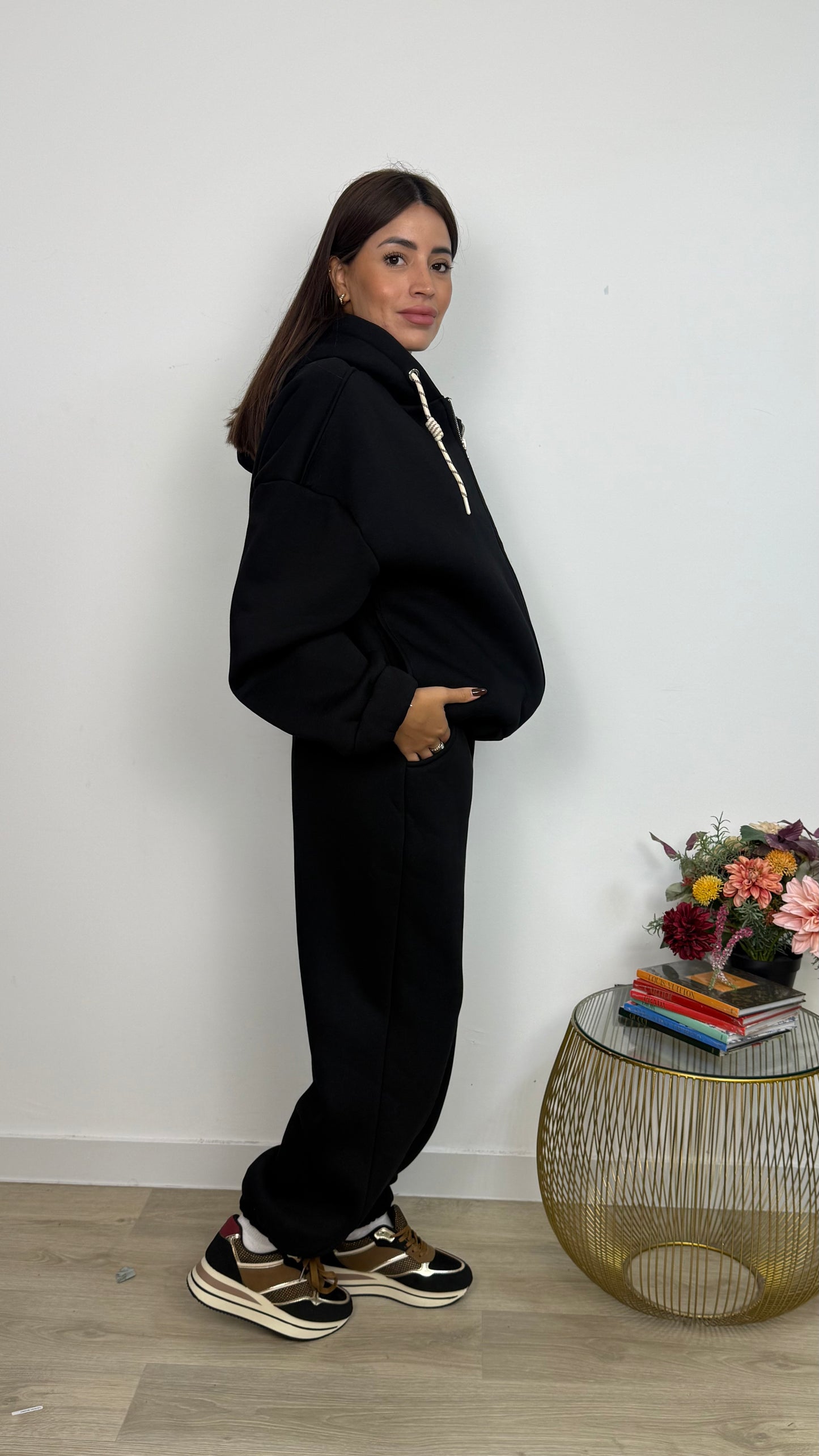 Pantalone felpato con elastico in caviglia Lumina