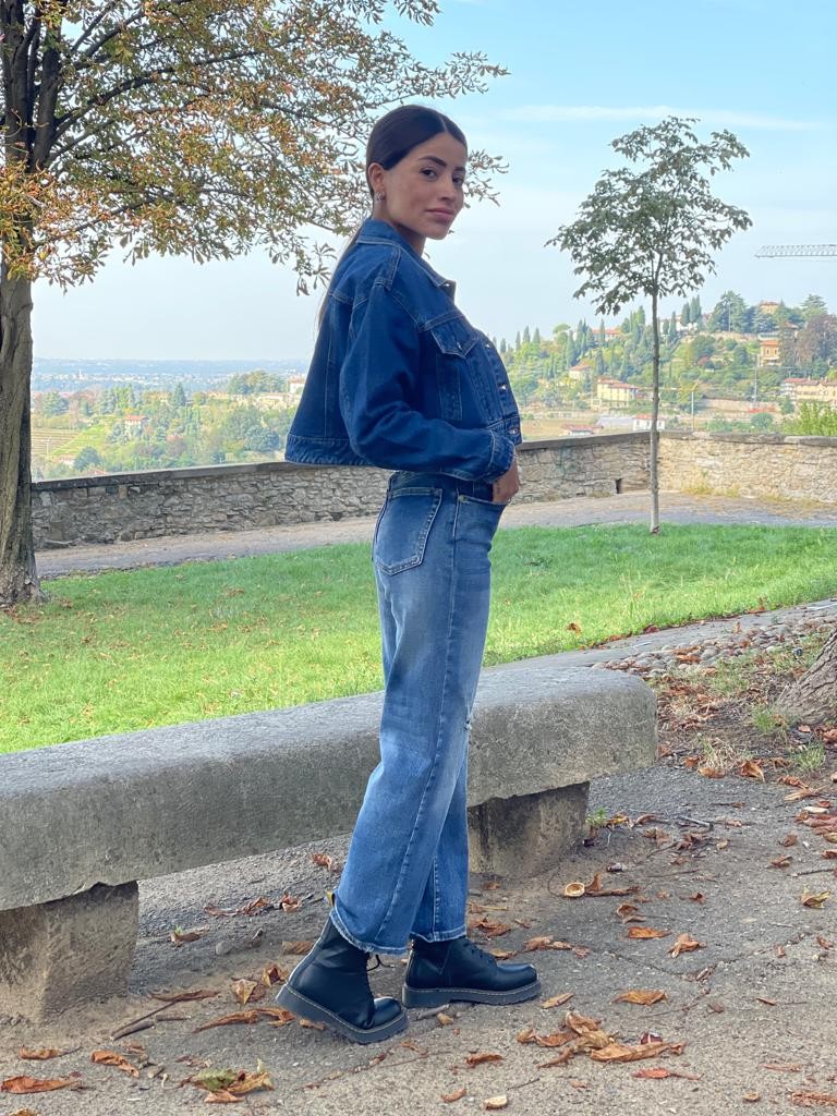 Giacca denim crop