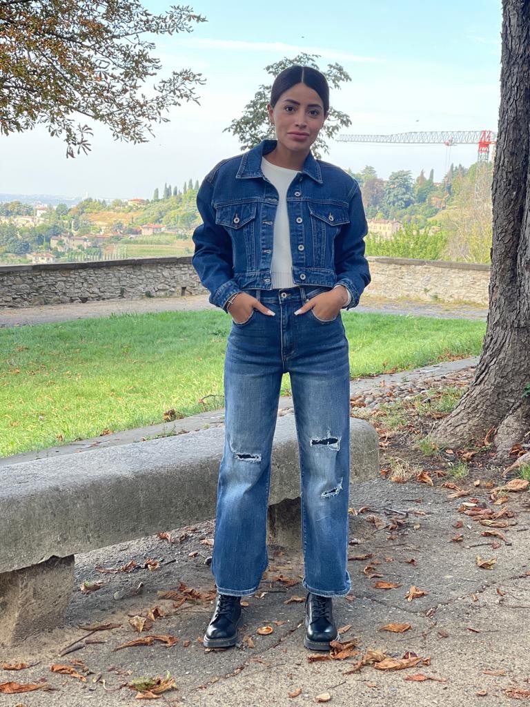 Giacca denim crop