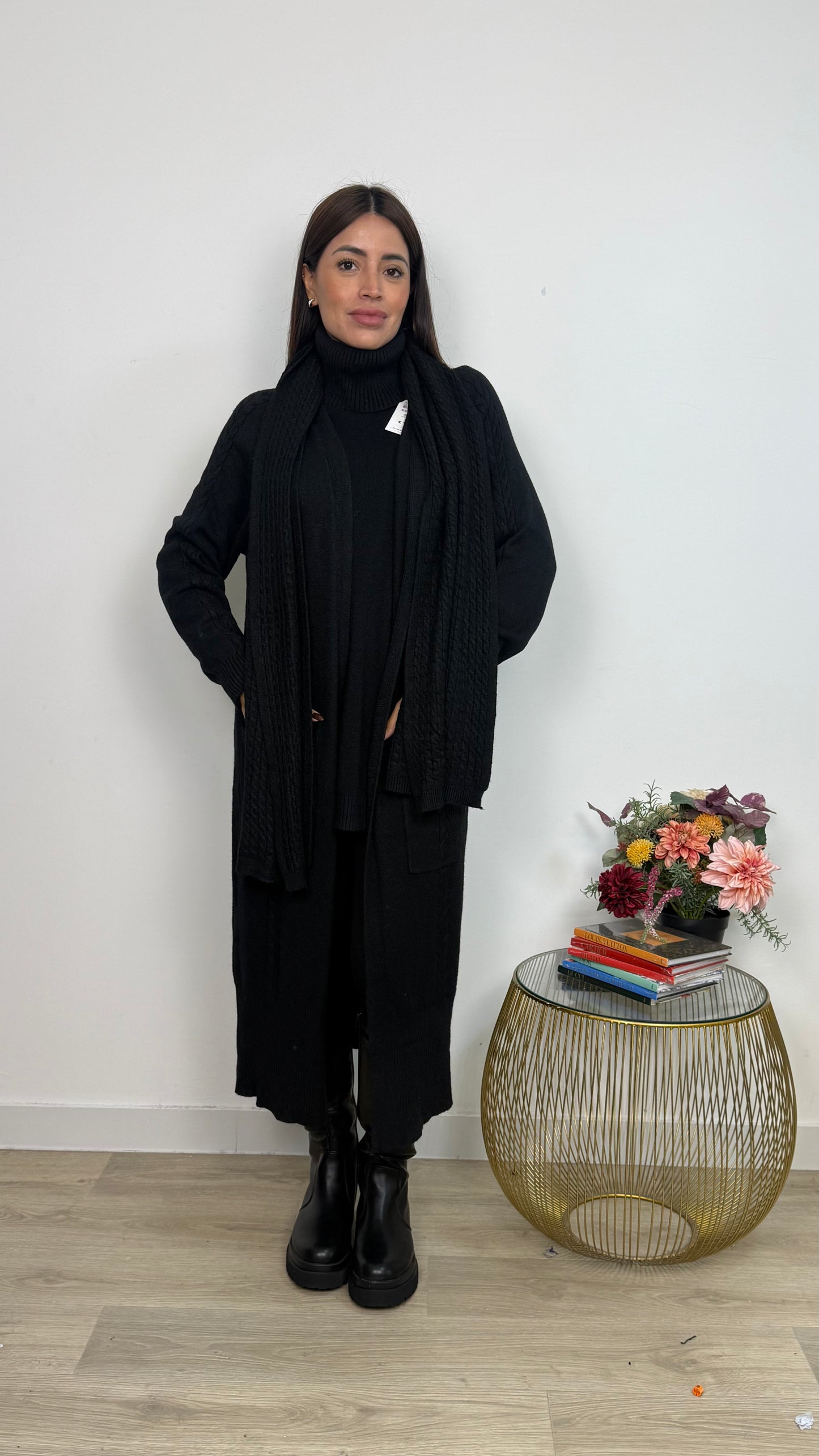Cardigan Cozy Invernale con Sciarpa