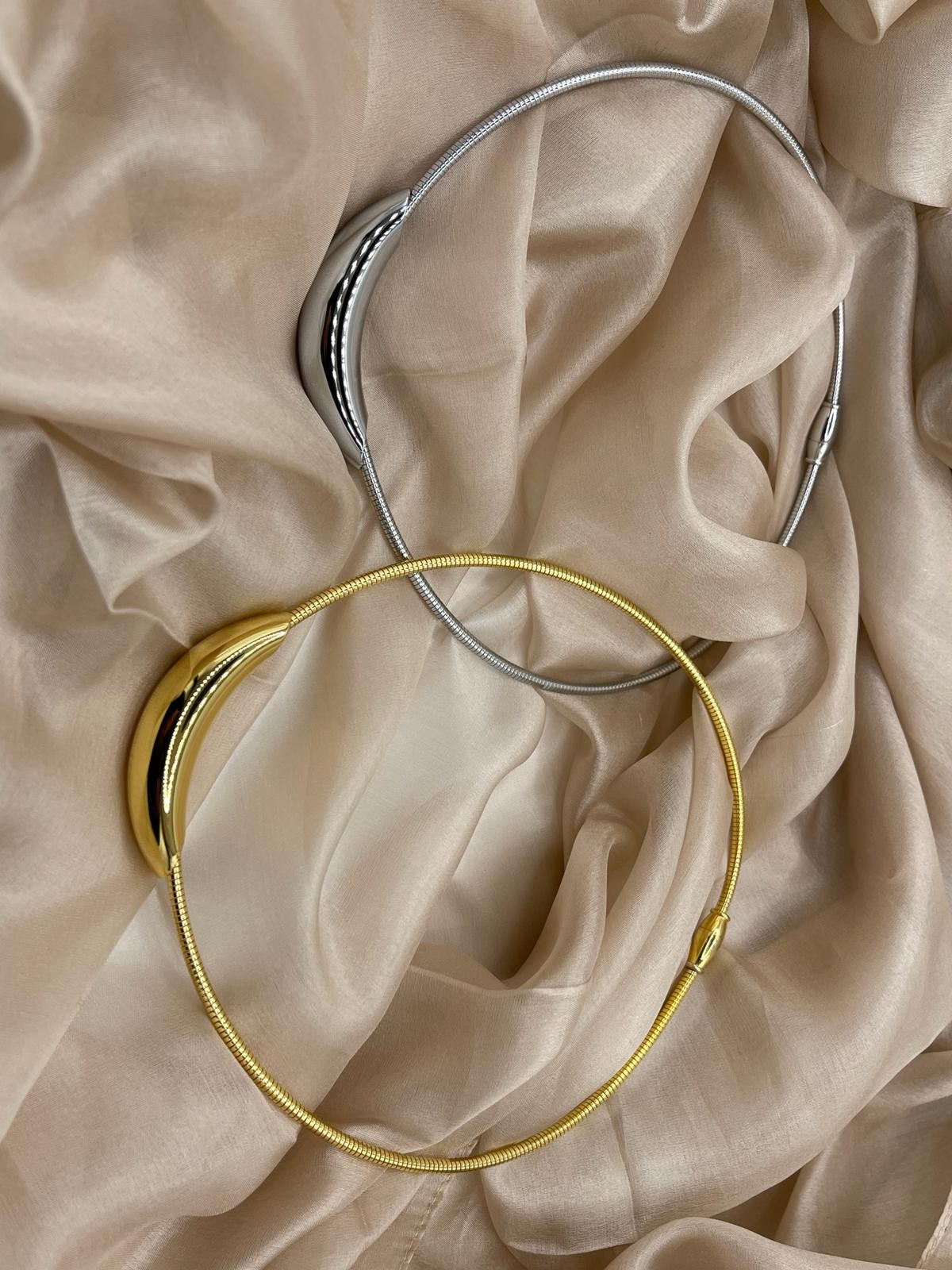 COLLANA GIROCOLLO MEZZALUNA ACCIAIO