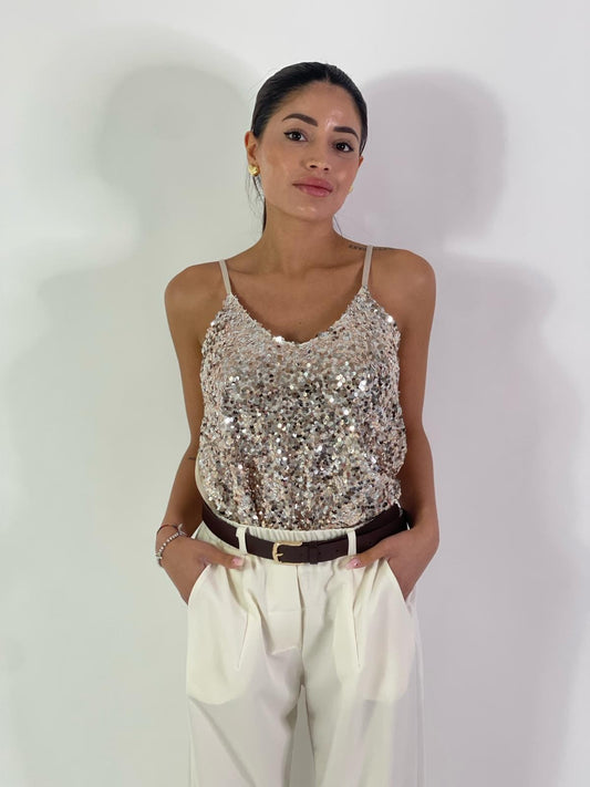 Canotta in paillettes