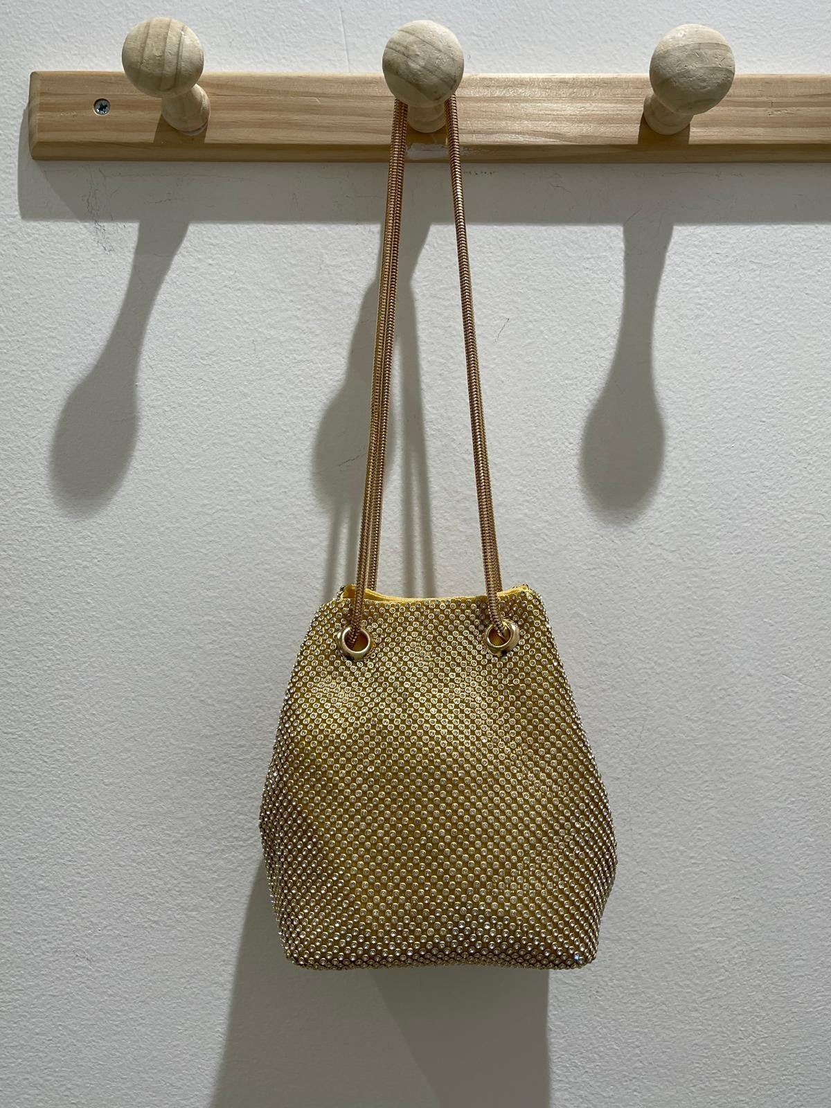 Borsa a secchiello con strass