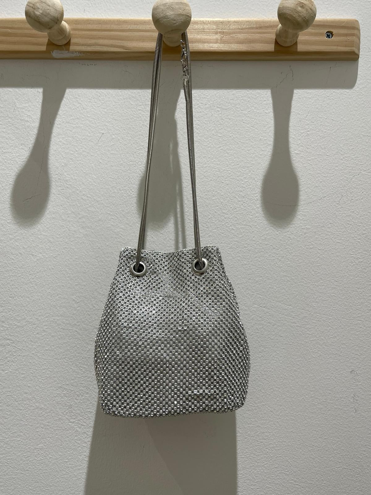 Borsa a secchiello con strass