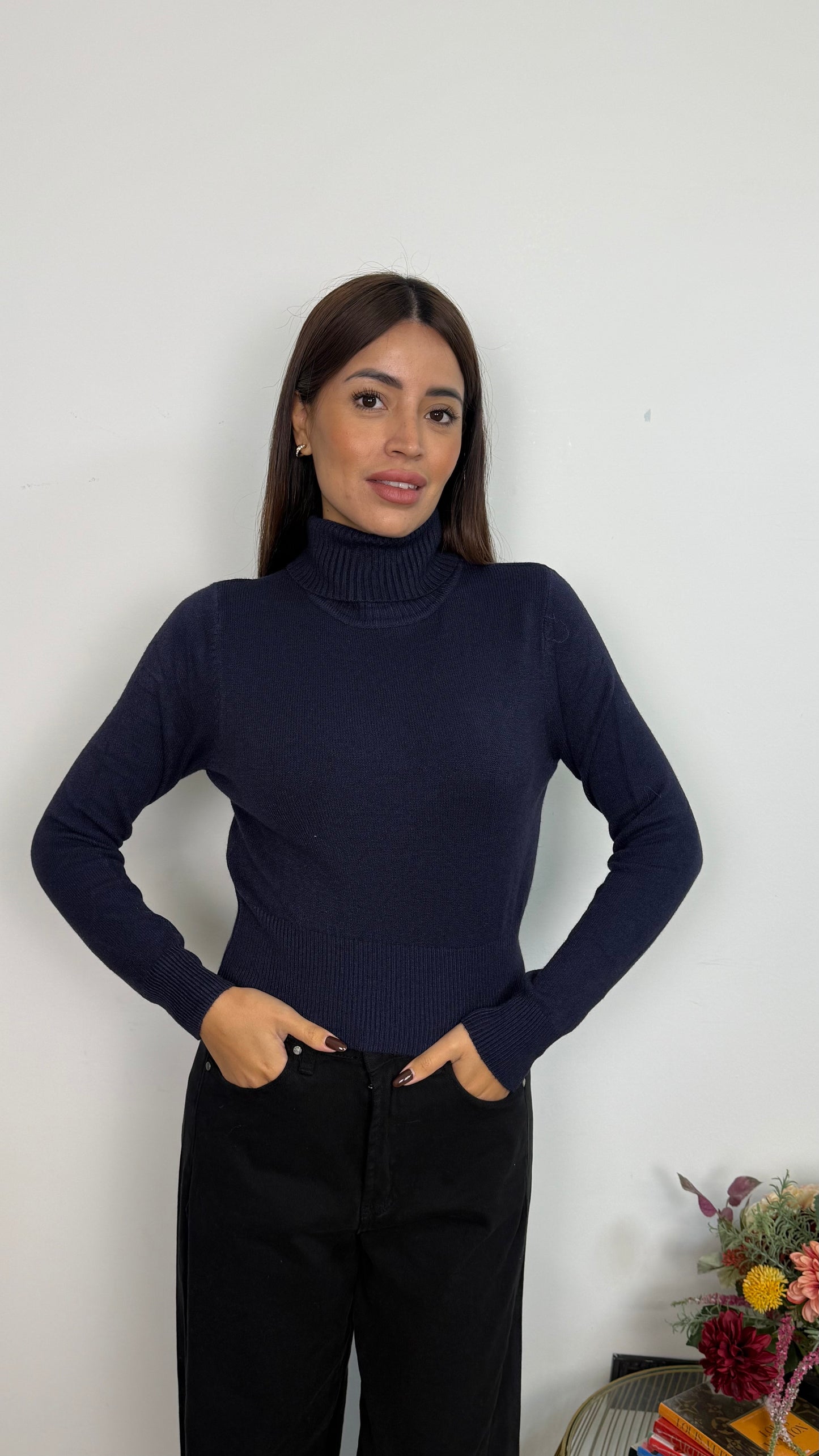 Maglione Basic a Collo Alto