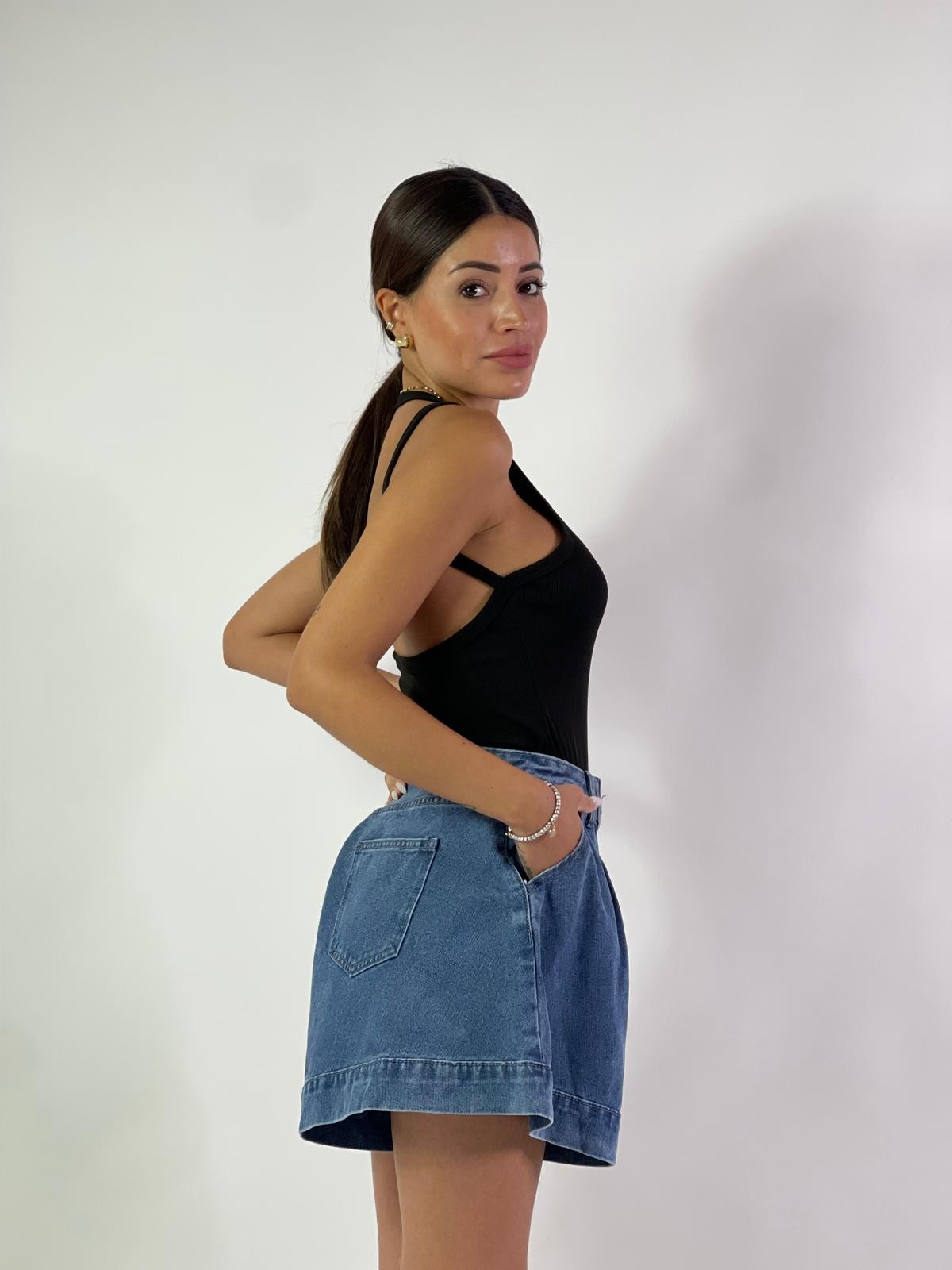 Gonna pantaloncino in denim