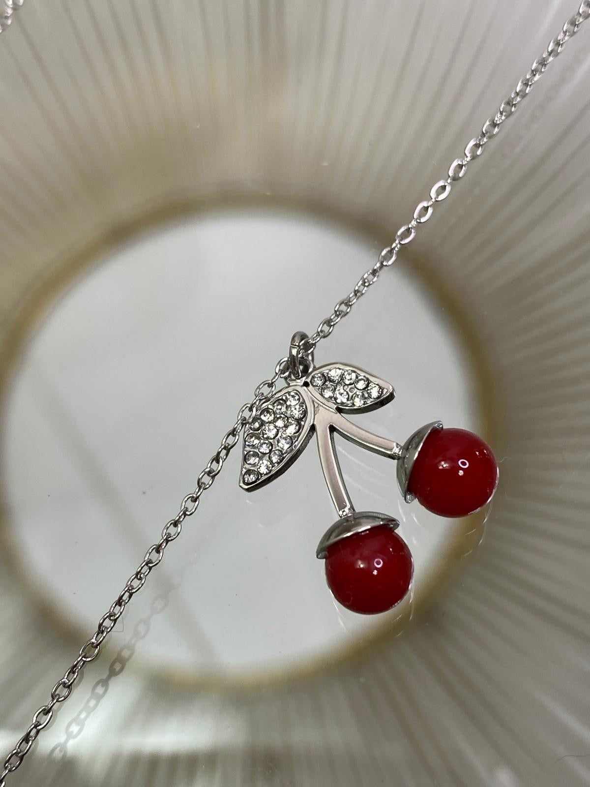 Collana baby ciliegia strass