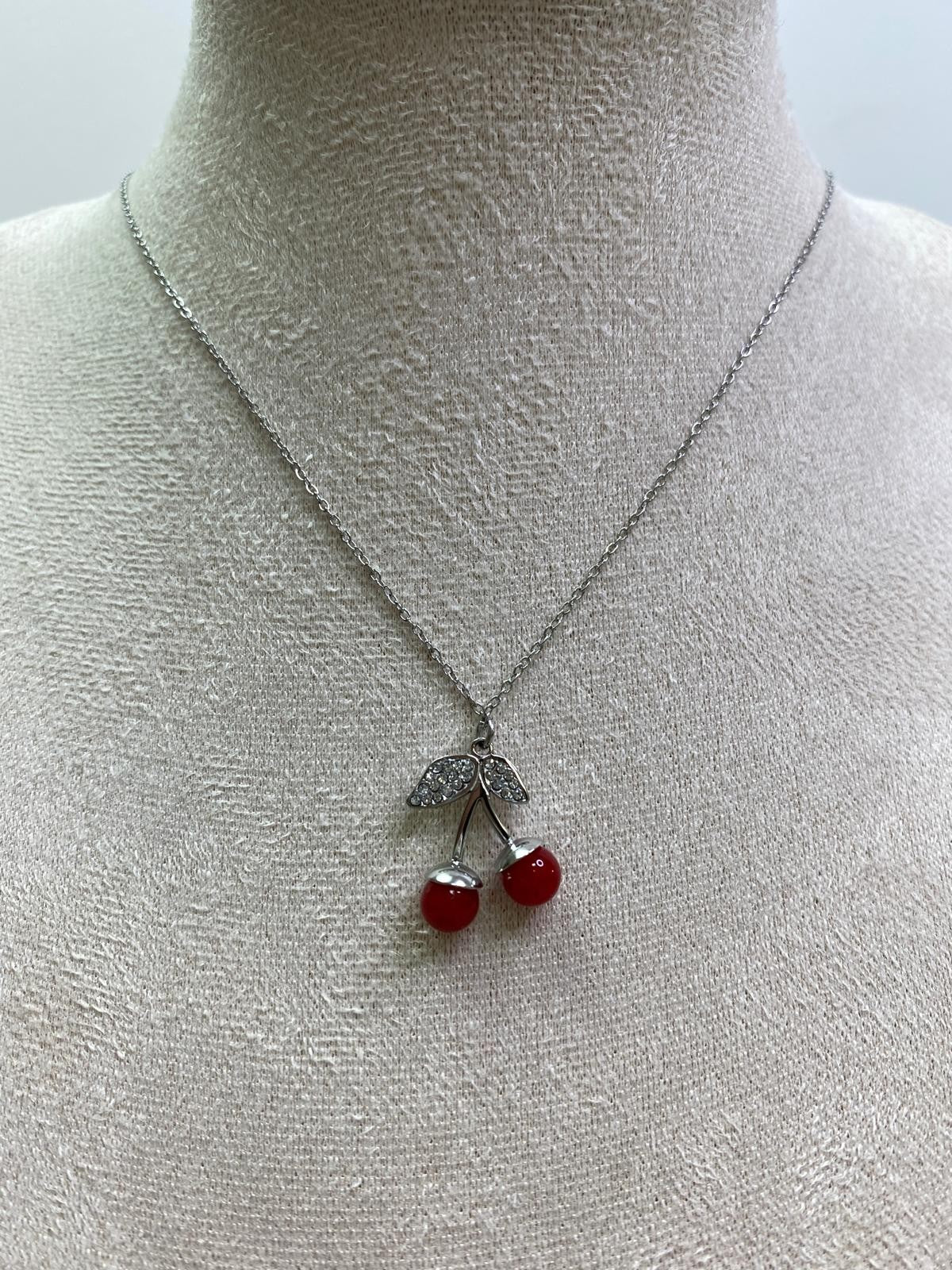 Collana baby ciliegia strass