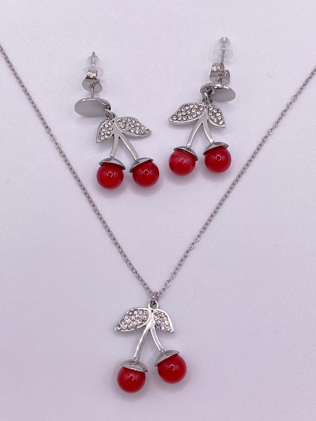Collana baby ciliegia strass