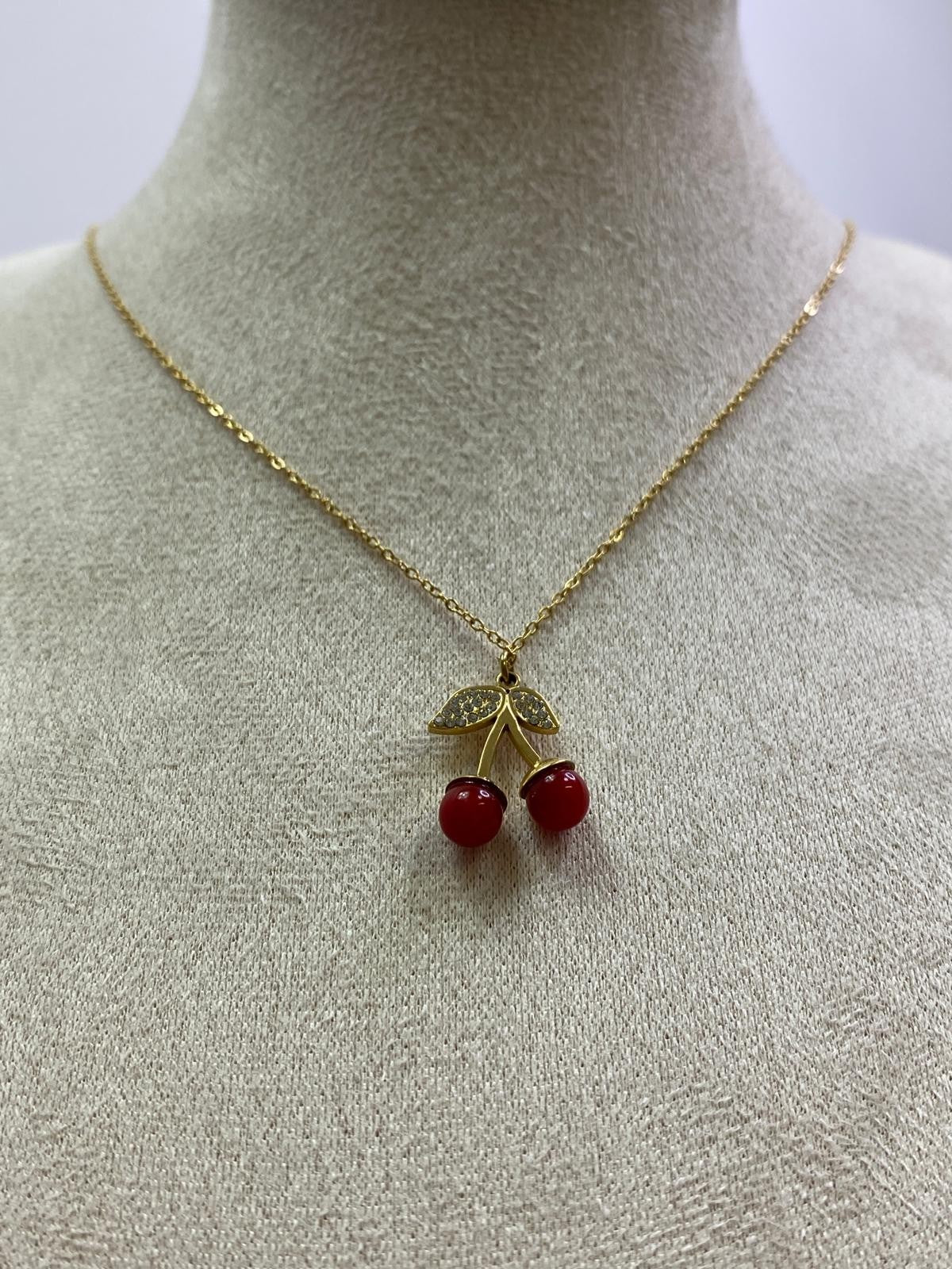 Collana baby ciliegia strass