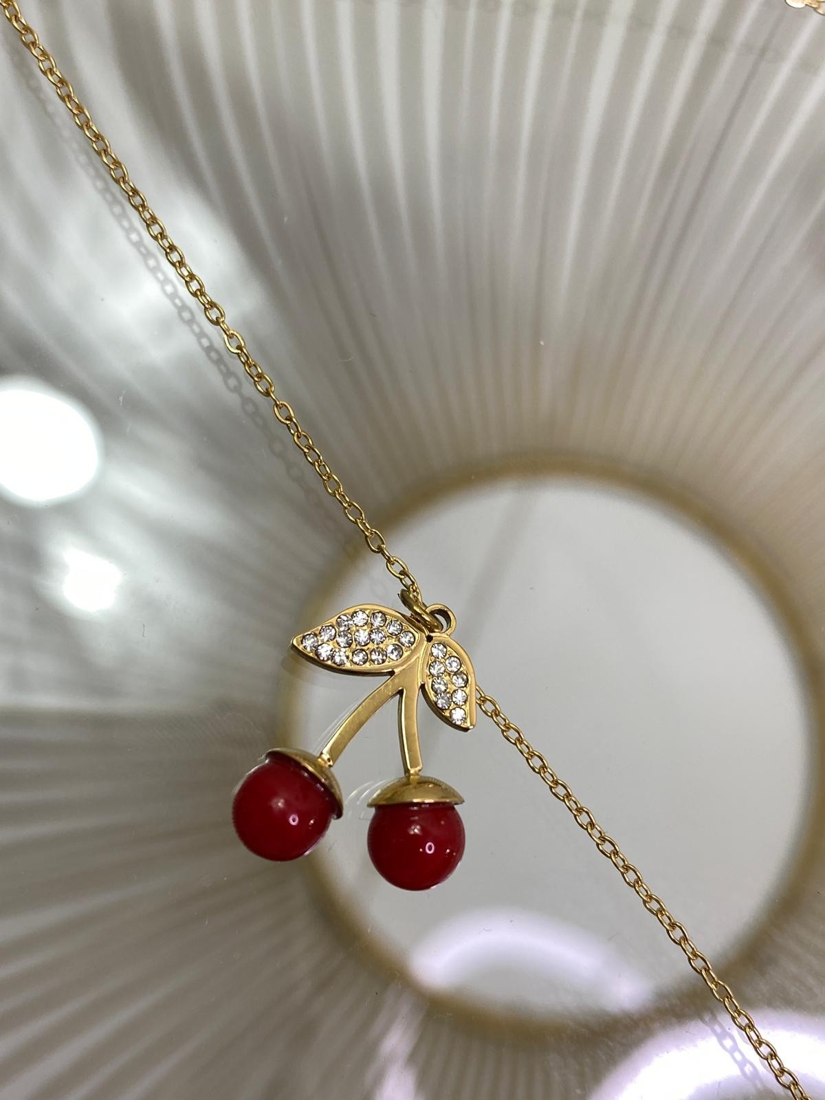 Collana baby ciliegia strass