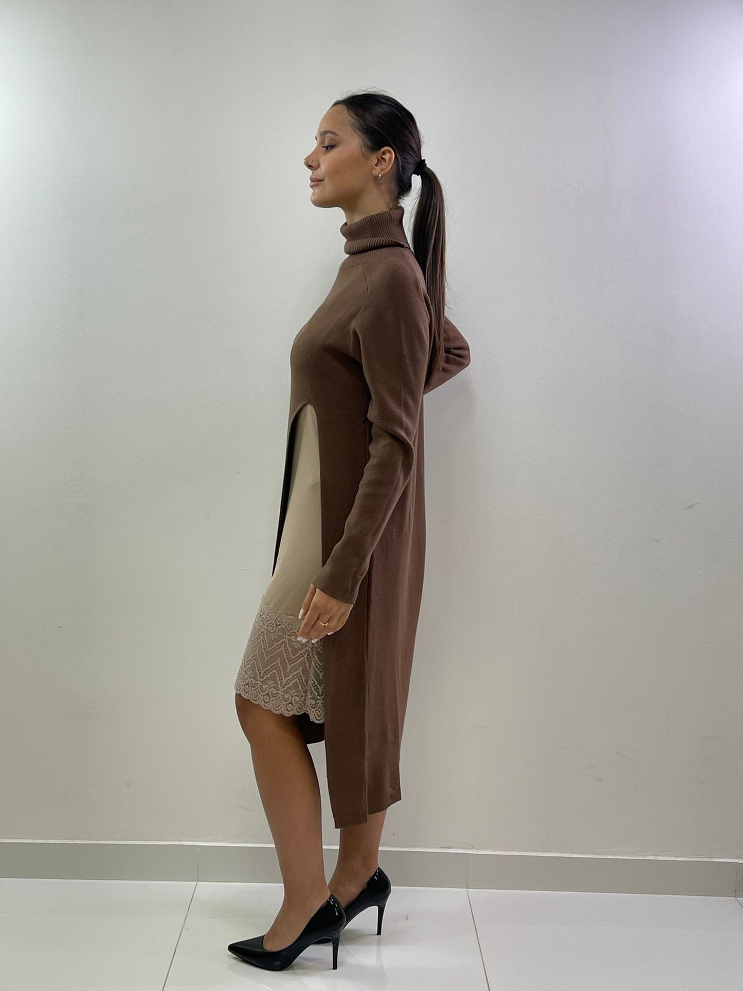 Abito maglia lungo con spacco