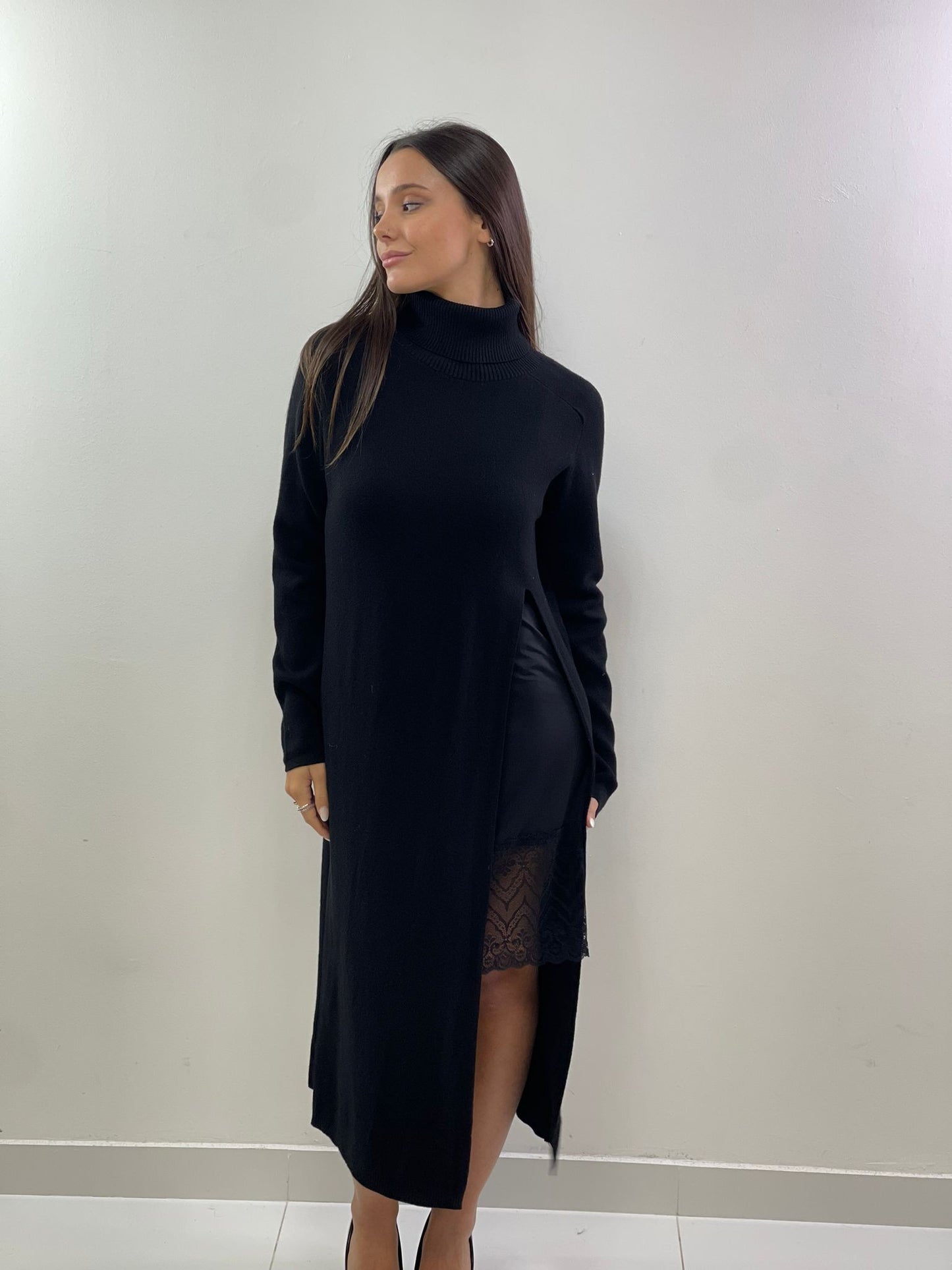 Abito maglia lungo con spacco