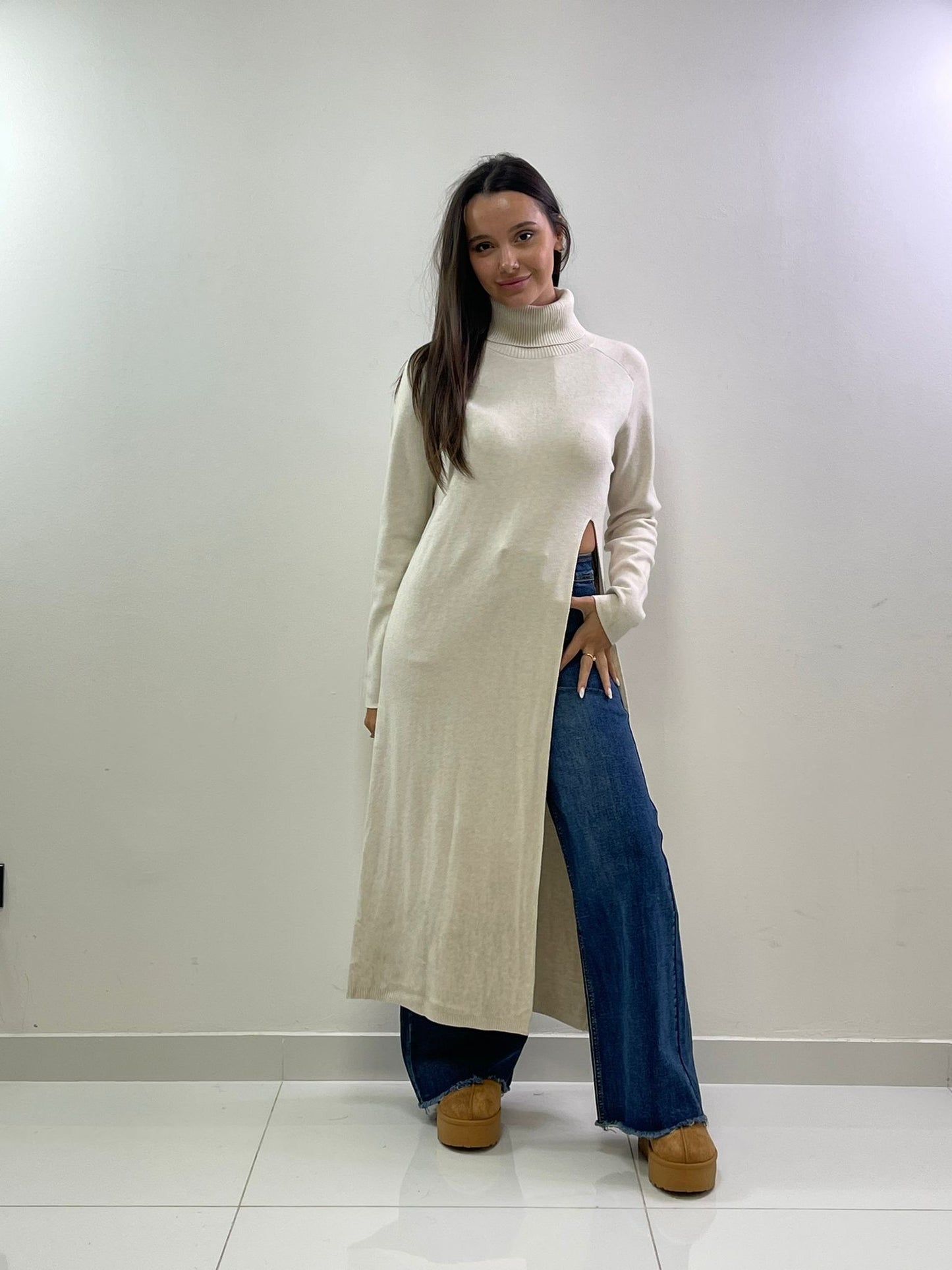 Abito maglia lungo con spacco