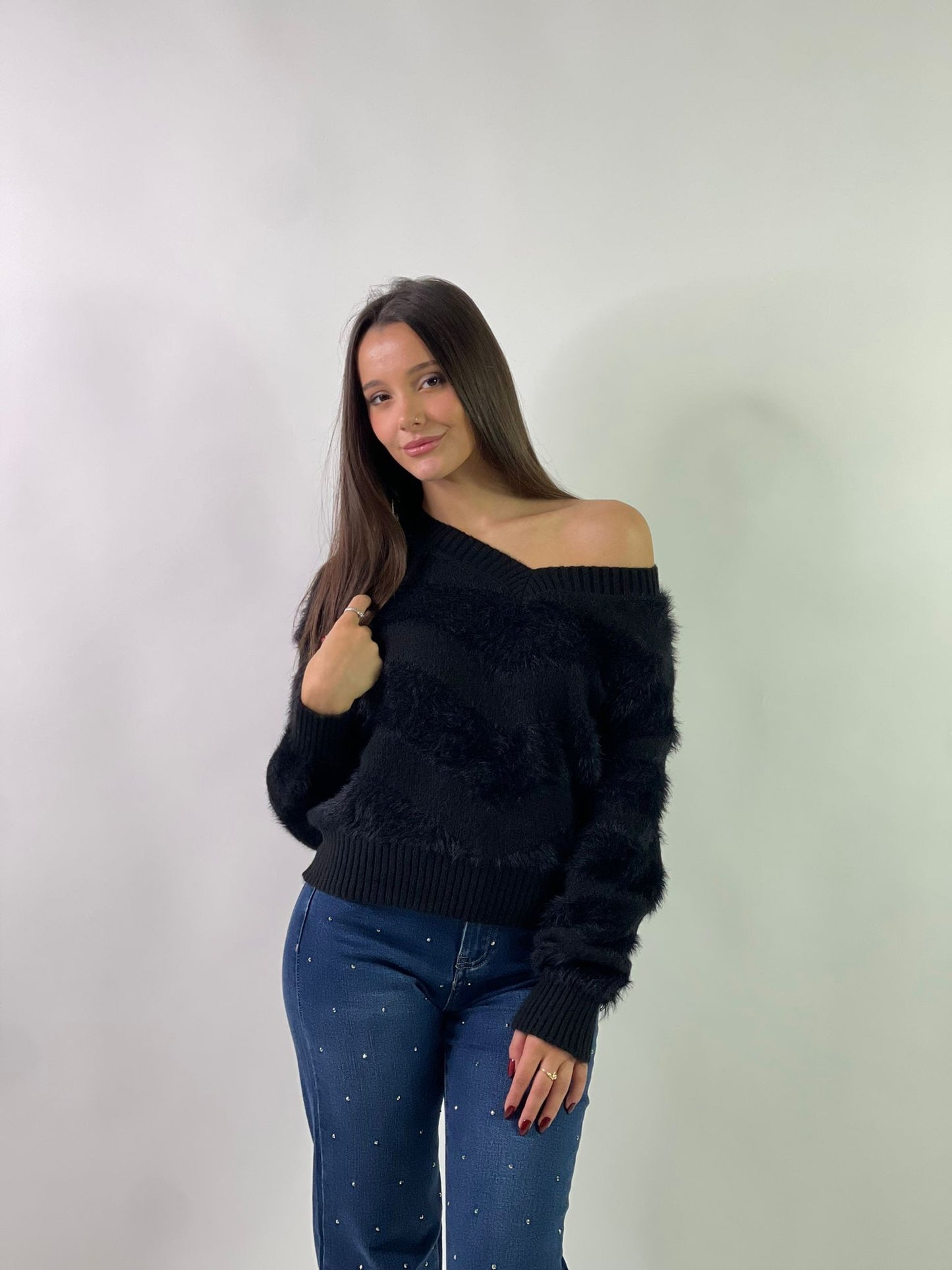 Maglione morbido a V