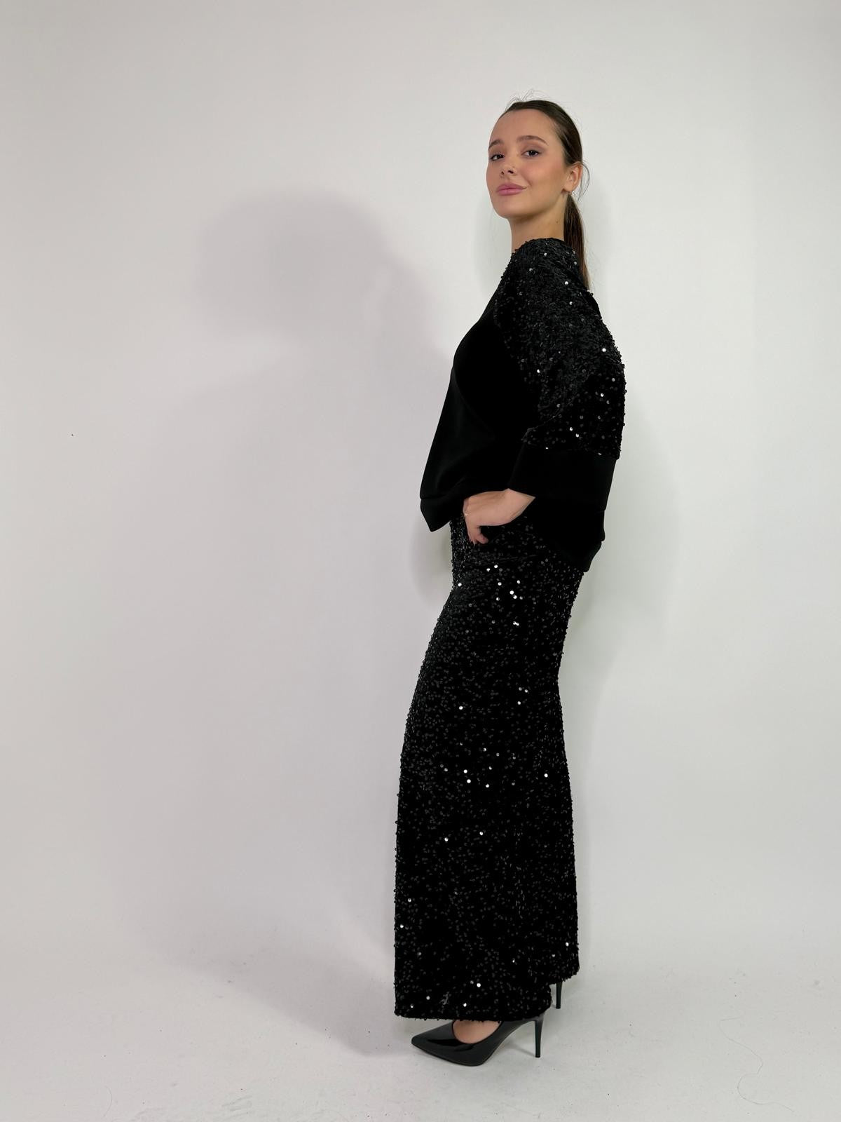 Maglia con manico in paillettes
