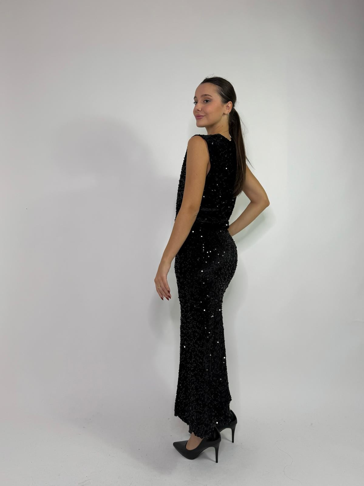 Gonna in ciniglia con paillettes