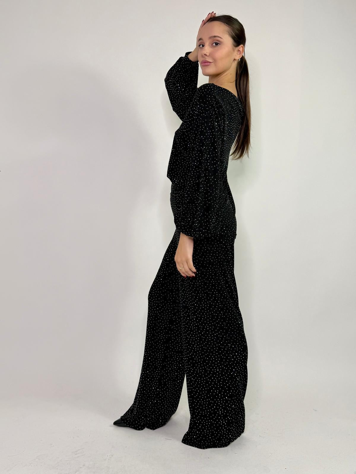 Pantalone a palazzo con strass