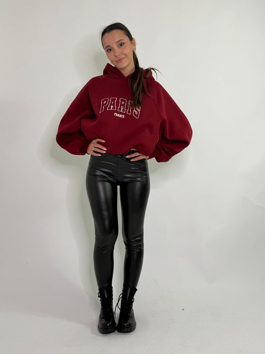 Leggings in ecopelle felpato