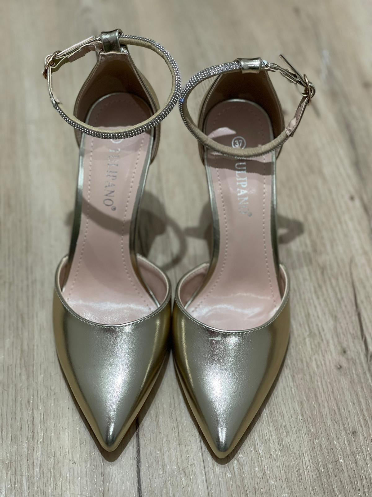 Sandali con strass e tacco a spillo