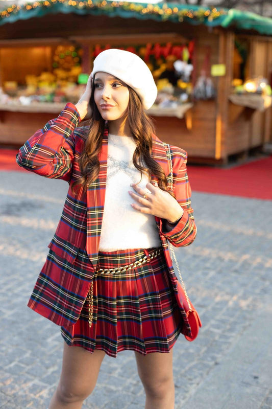 Gonna pantaloncino scozzese plissetato