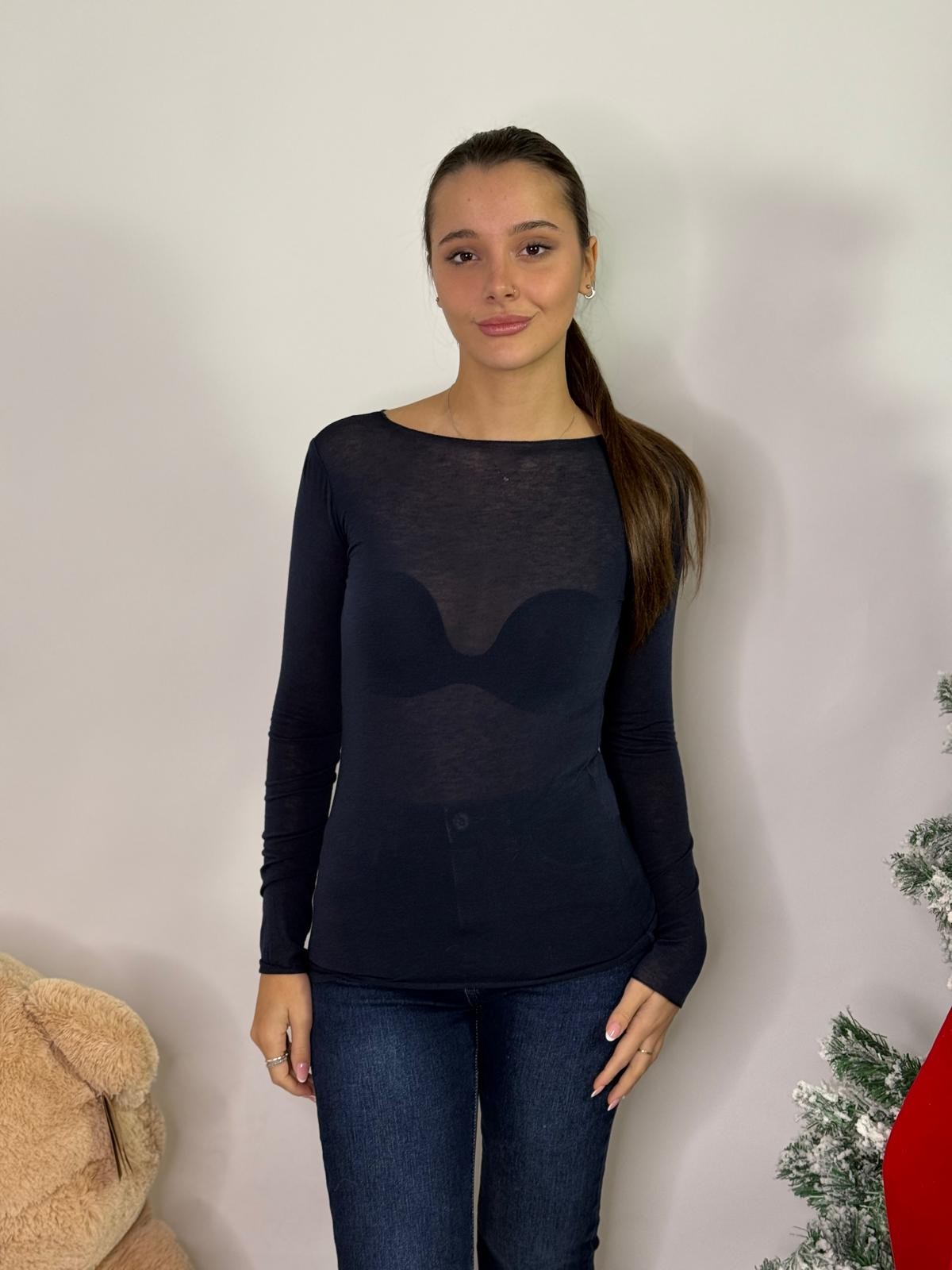 Maglia girocollo misto cashmere