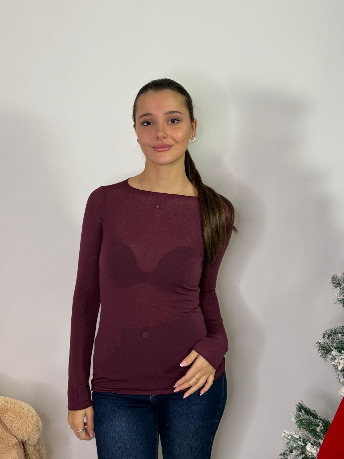 Maglia girocollo misto cashmere