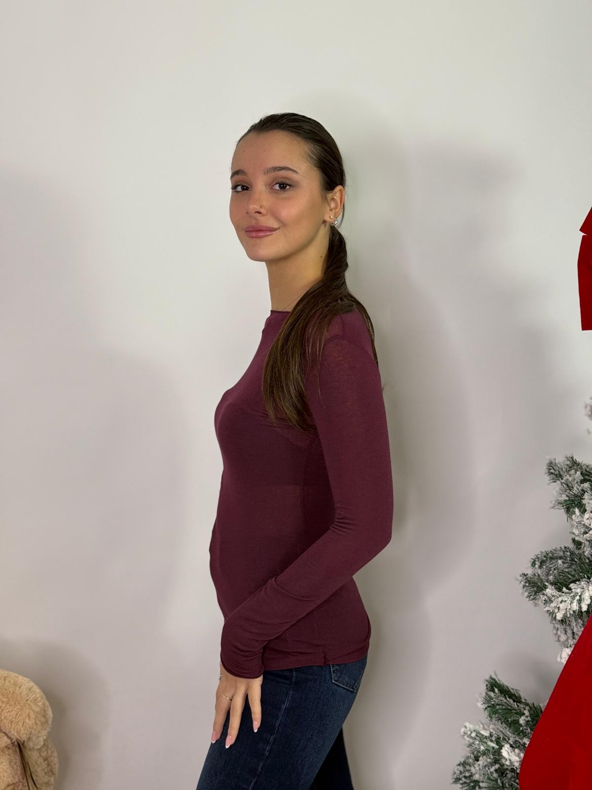 Maglia girocollo misto cashmere