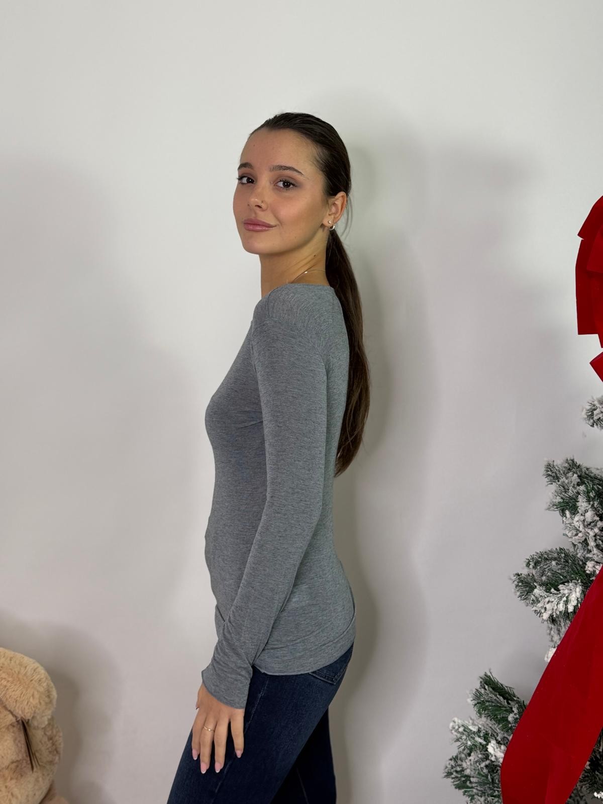 Maglia girocollo misto cashmere