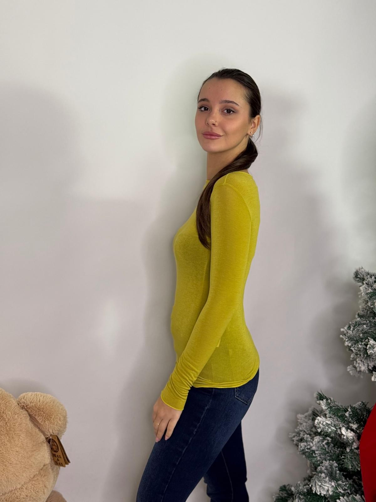 Maglia girocollo misto cashmere