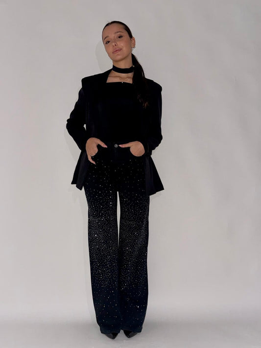 Jeans nero strass