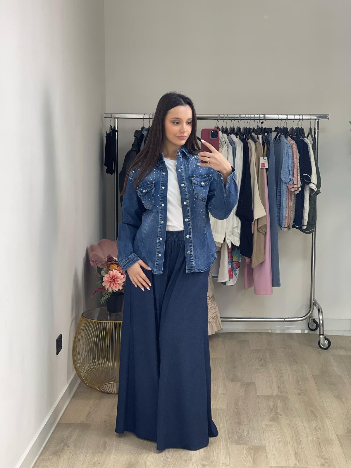 Camicia giacca denim strass